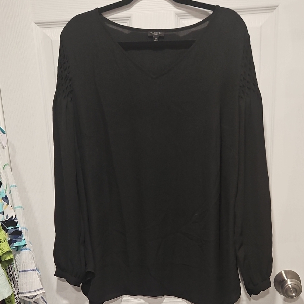 Talbots Elegant Black Long Sleeve Blouse